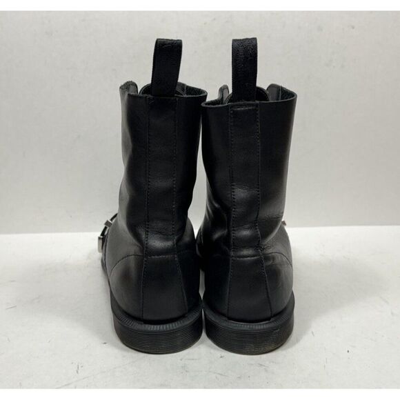 Dr. Martens Ulima Boots Womens Sz 8 Black Leather Lace Up Buckle Toe Moto Biker - Picture 4 of 8